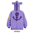 The Seakoff Purple Symbol Hoodie is an oversized 400GSM anime streetwear zip-up, featuring large eyes, a hood zipper that forms a mouth, chest anchor symbol, sleeve yellow star patches, and "Kakazzy" printed below.