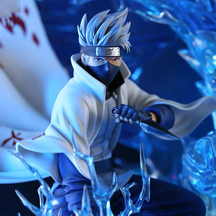 Kakashi Hatake 액션 피규어 - 26cm 수집가 에디션 | 번개 차크라 효과와 사냥개베이스가있는 다이나믹 포즈
