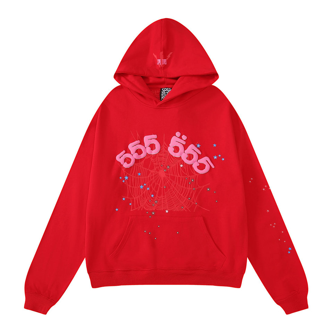 Sp5der “555” Web Hoodie – Red & Pink 440GSM Heavyweight Oversized Streetwear Pullover