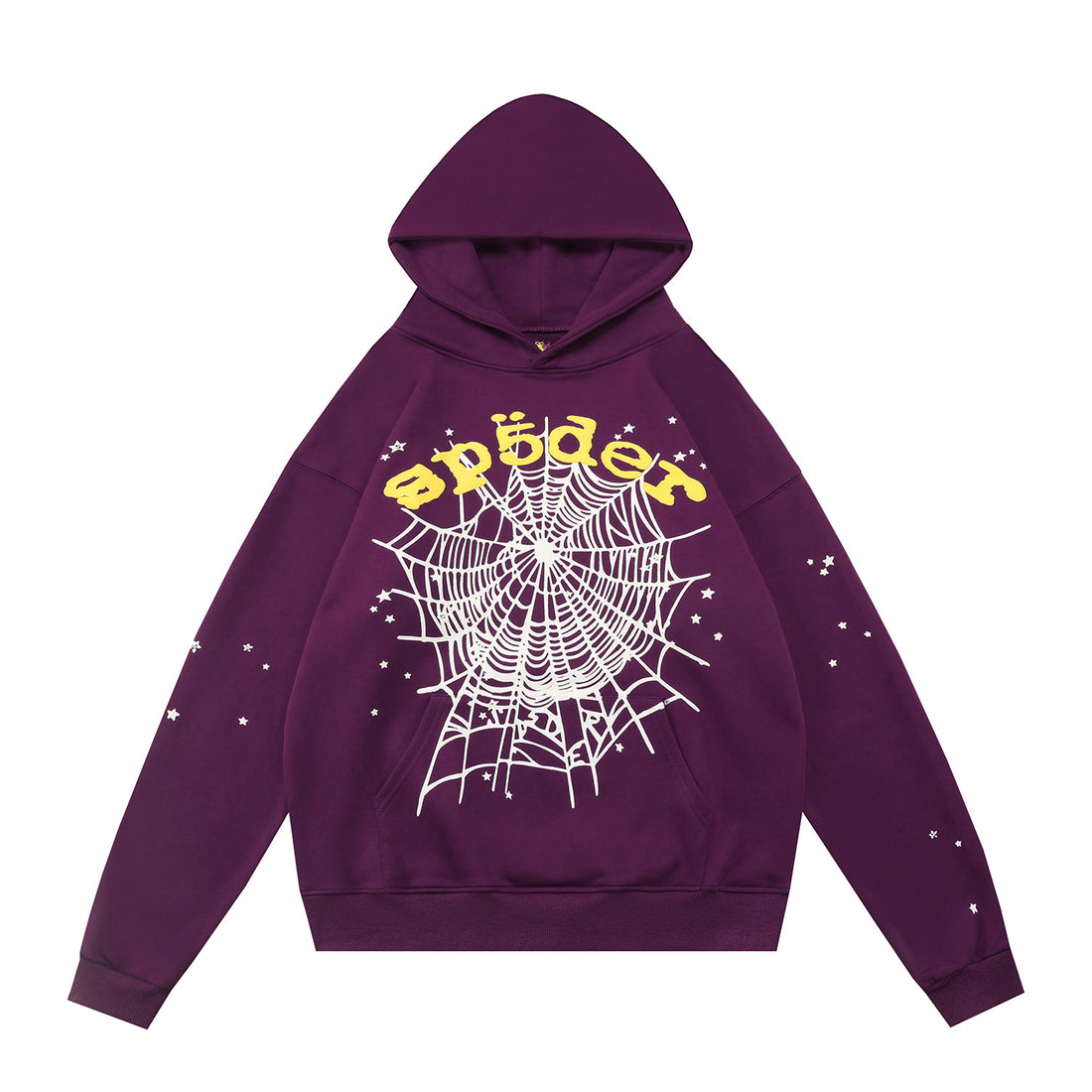 Sp5der Web Hoodie – Deep Purple & Yellow 440GSM Heavyweight Oversized Streetwear Pullover