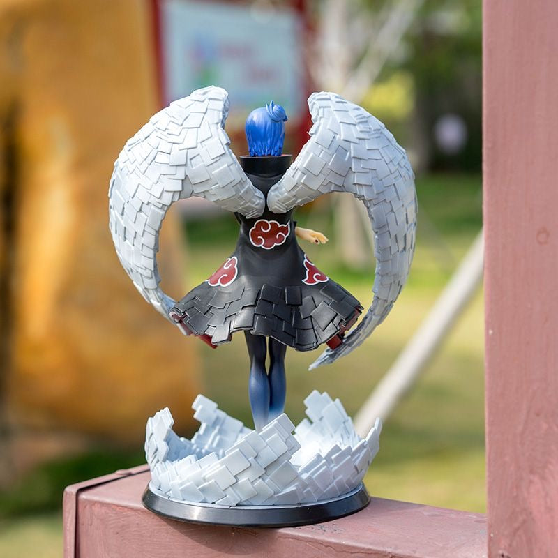 Figura de acción de Konan - Edición de 26 cm Collector | Capa detallada de Akatsuki con alas de ángel y base de papel jutsu