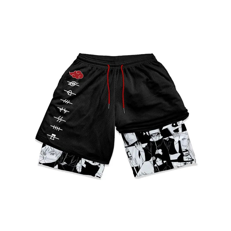 Pain Akatsuki Naruto Gym Shorts – Anime Workout Shorts for Men & Women | Ninja Symbol Manga Panel Fitness Apparel