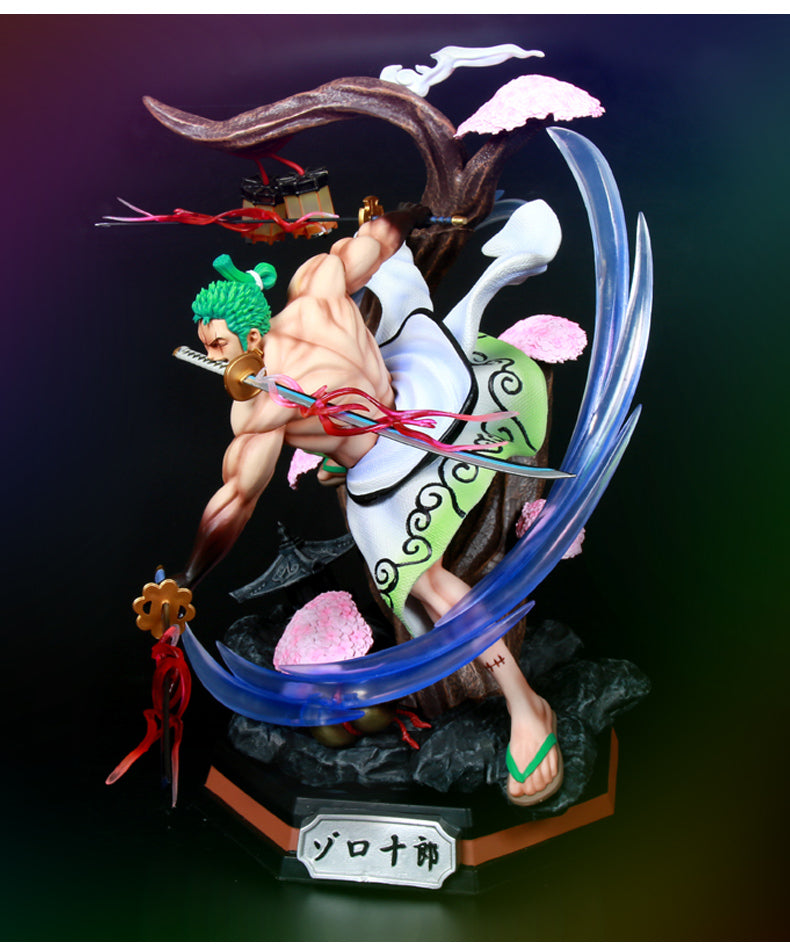 Figura de acción de Zoro - 39 cm con efectos brillantes | Una pieza coleccionable