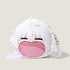 The Seakoff Blue Lock Seishiro Nagi Plush Shoulder Bag is a round handbag with white hair, resembling an anime face with closed eyes and a transparent pink mouth pocket. It features a white strap and zipper, capturing the character&