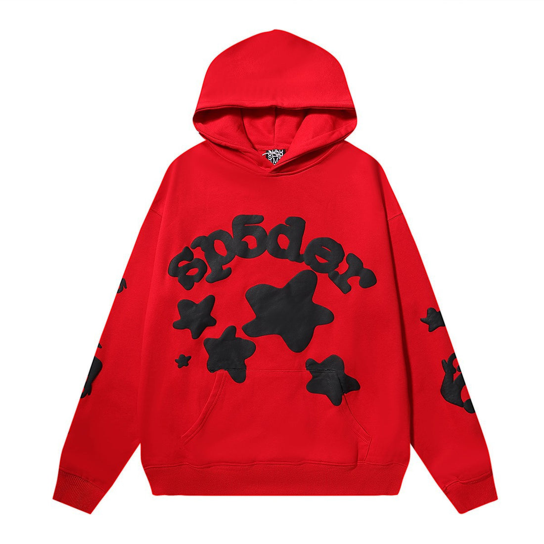 Sp5der “Starfire” Hoodie – Red & Black 440GSM Heavyweight Oversized Streetwear Pullover