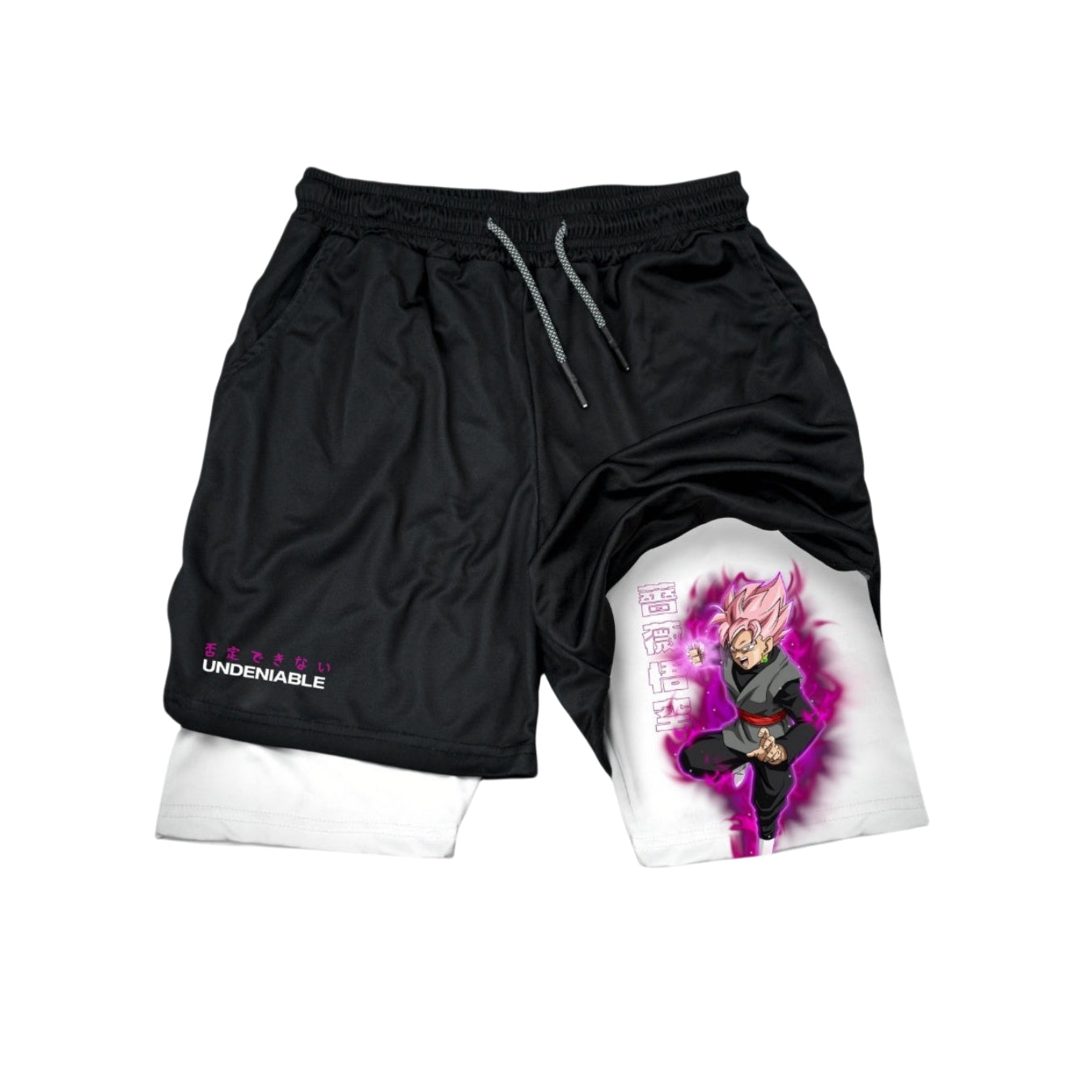 Goku Black Rosé Dragon Ball Shorts - กางเกงขาสั้นออกกำลังกายอนิเมะสำหรับผู้ชายและผู้หญิง | เครื่องแต่งกายออกกำลังกายที่ไม่อาจปฏิเสธได้พร้อมการออกแบบ Super Saiyan