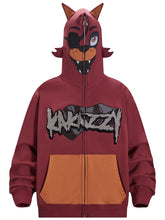 The Seakoff Foxy-Inspired Hoodie is an oversized red zip-up sweatshirt resembling Five Nights at Freddy&