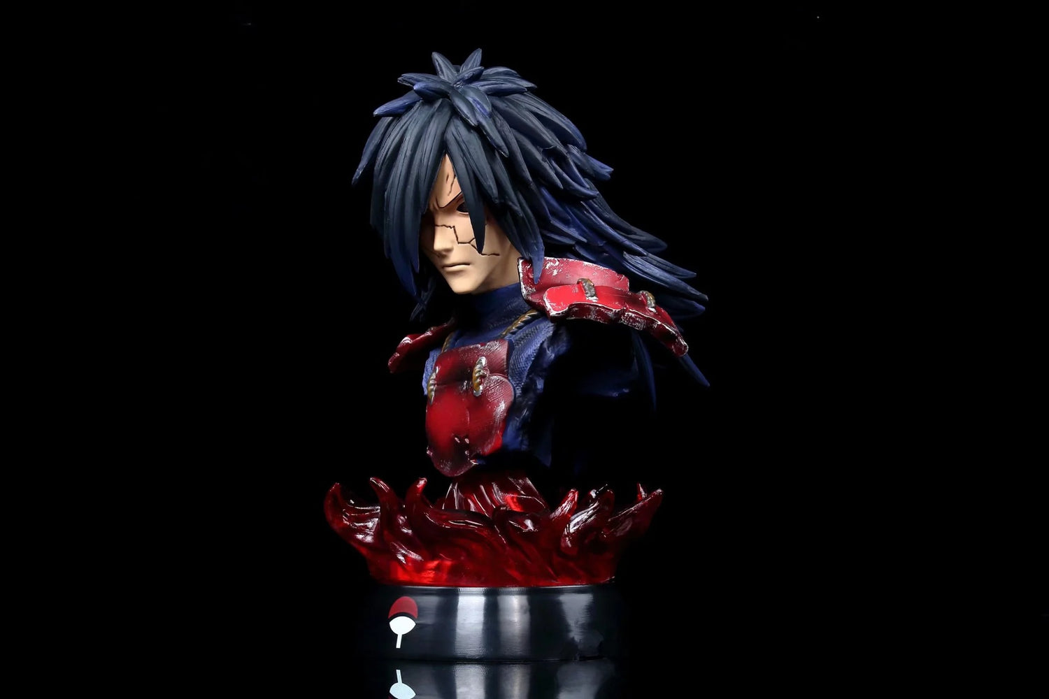 Busto de Uchiha Obito y Uchiha Madara - EDICIÓN DE COLECTOR DE 16 CM | Estatua de anime detallada con base de llamas