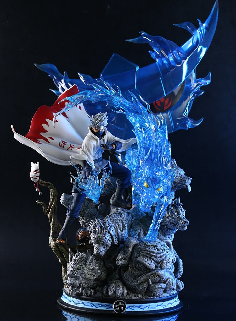 Kakashi Hatake 액션 피규어 - 26cm 수집가 에디션 | 번개 차크라 효과와 사냥개베이스가있는 다이나믹 포즈