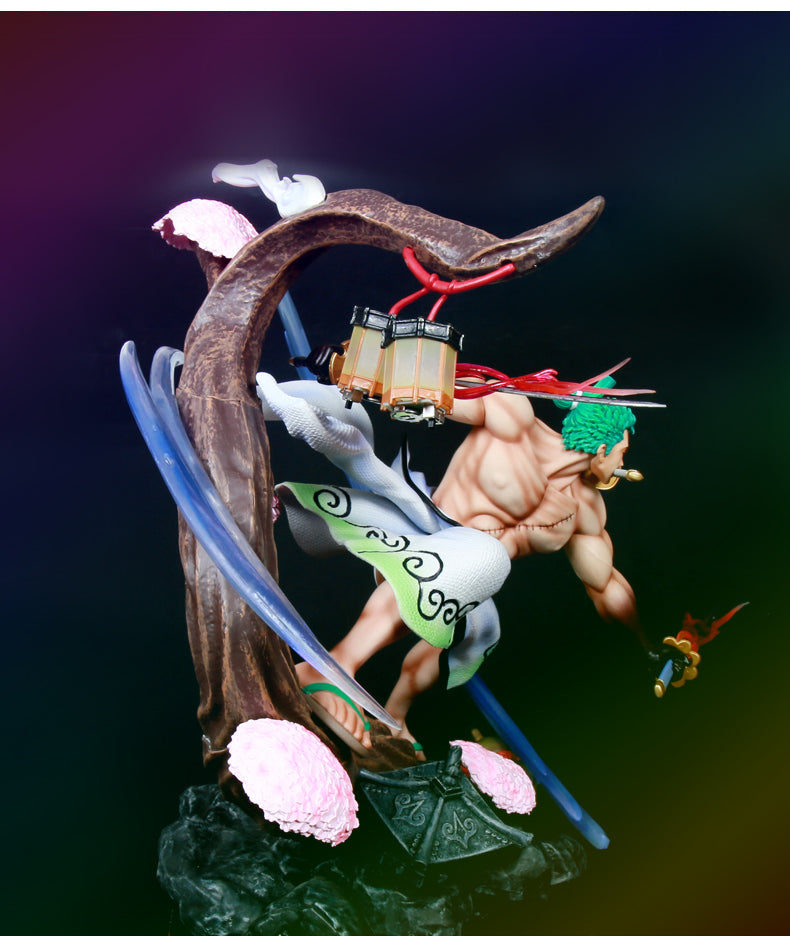 Figura de acción de Zoro - 39 cm con efectos brillantes | Una pieza coleccionable
