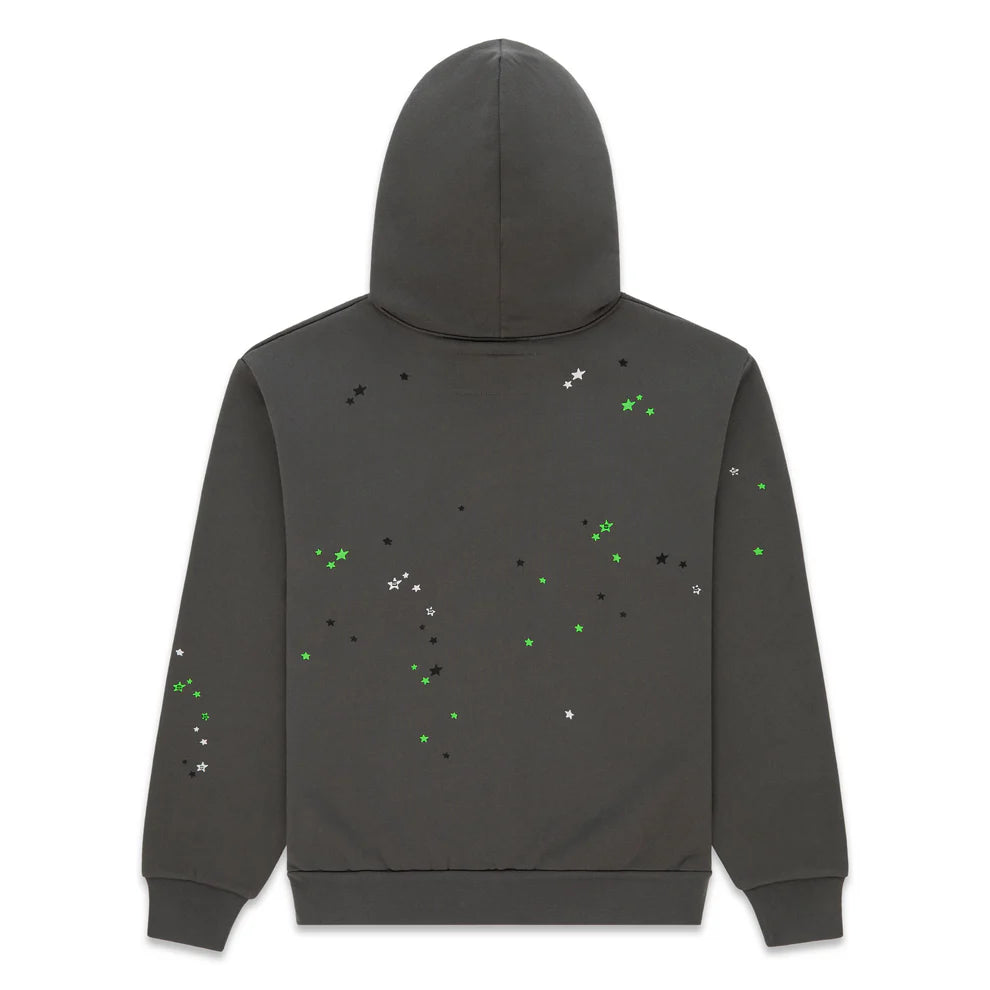 Sp5der “P!nk! Hares the Slime” Hoodie – Olive Green 440GSM Heavyweight Spider-Web Pullover