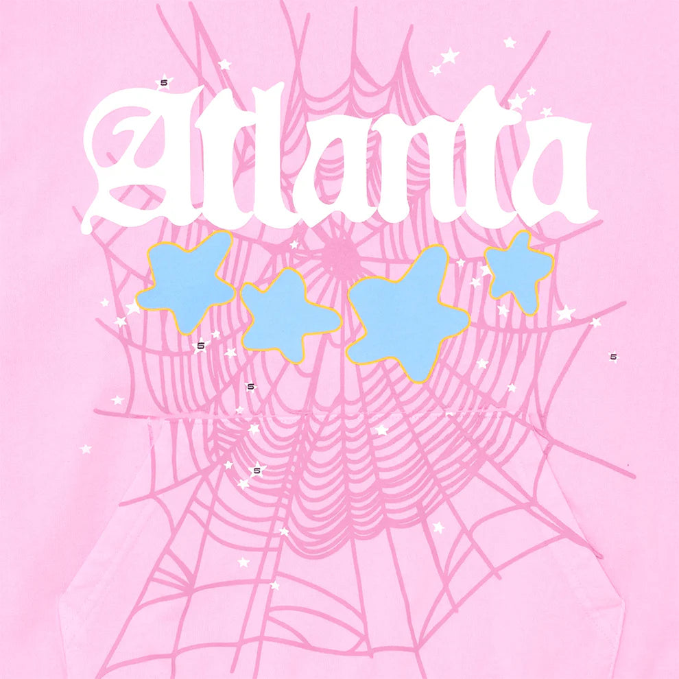 Sp5der Atlanta Hoodie – Pink 440GSM Heavyweight Y2K Streetwear Pullover