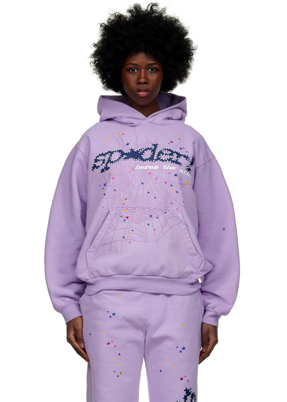 Sp5der “Hares the Slime” Hoodie – Lavender Purple 440GSM Heavyweight Spider-Web Streetwear Pullover