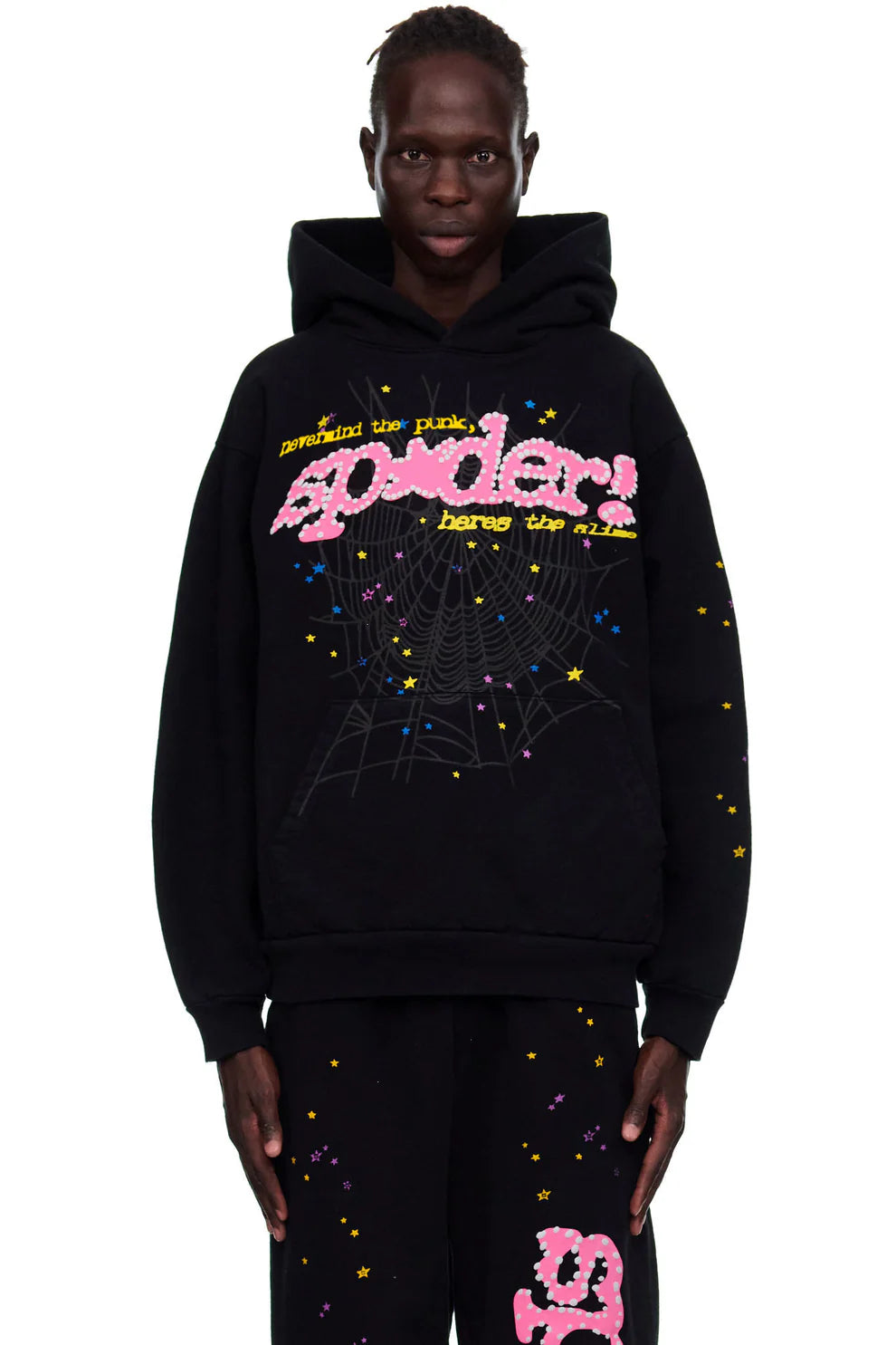 Sp5der “Hares the Slime” Hoodie – Black 440GSM Heavyweight Spider-Web Streetwear Pullover