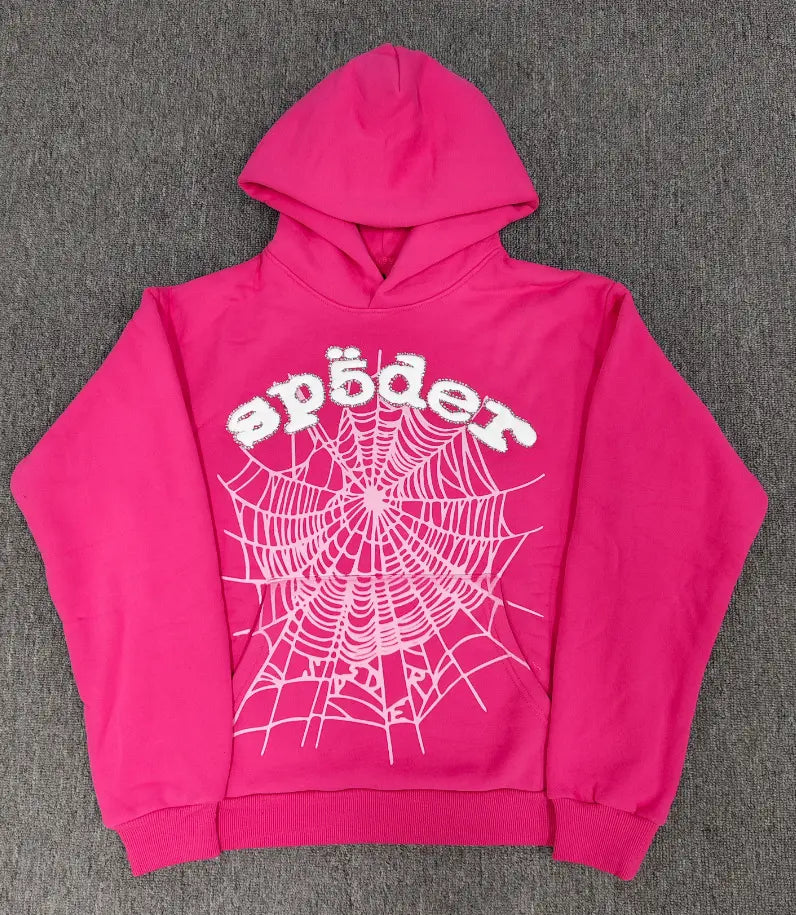 Sp5der OG Web Hoodie Hot Pink Spiderweb Print – Seakoff