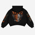 The Chainsaw Man Hoodie from our streetwear collection features a bold anime-inspired graphic on the back in orange and gray. Made of high-quality 360 GSM cotton with a drop shoulder design, it showcases dynamic anime fashion appeal with stylized characters and sleeve text.