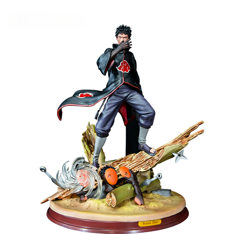 Figura da ação Uchiha Obito - edição de 31cm de colecionador | Pose dinâmica com máscara, efeitos de chakra e base de besta cauda