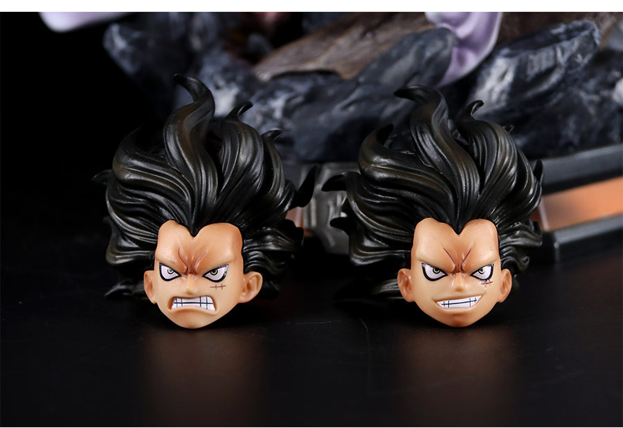 One-Piece Luffy Actionfigur-39 cm PVC-Statue mit austauschbaren Kopf- und Leuchtfunktionen