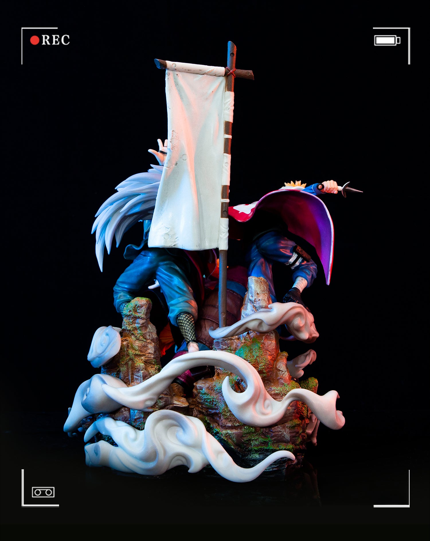 Figura de acción de Naruto, Minato y Jiraiya - Edición de colección de 41 cm | Pose dinámica con efectos de chakra y personajes icónicos