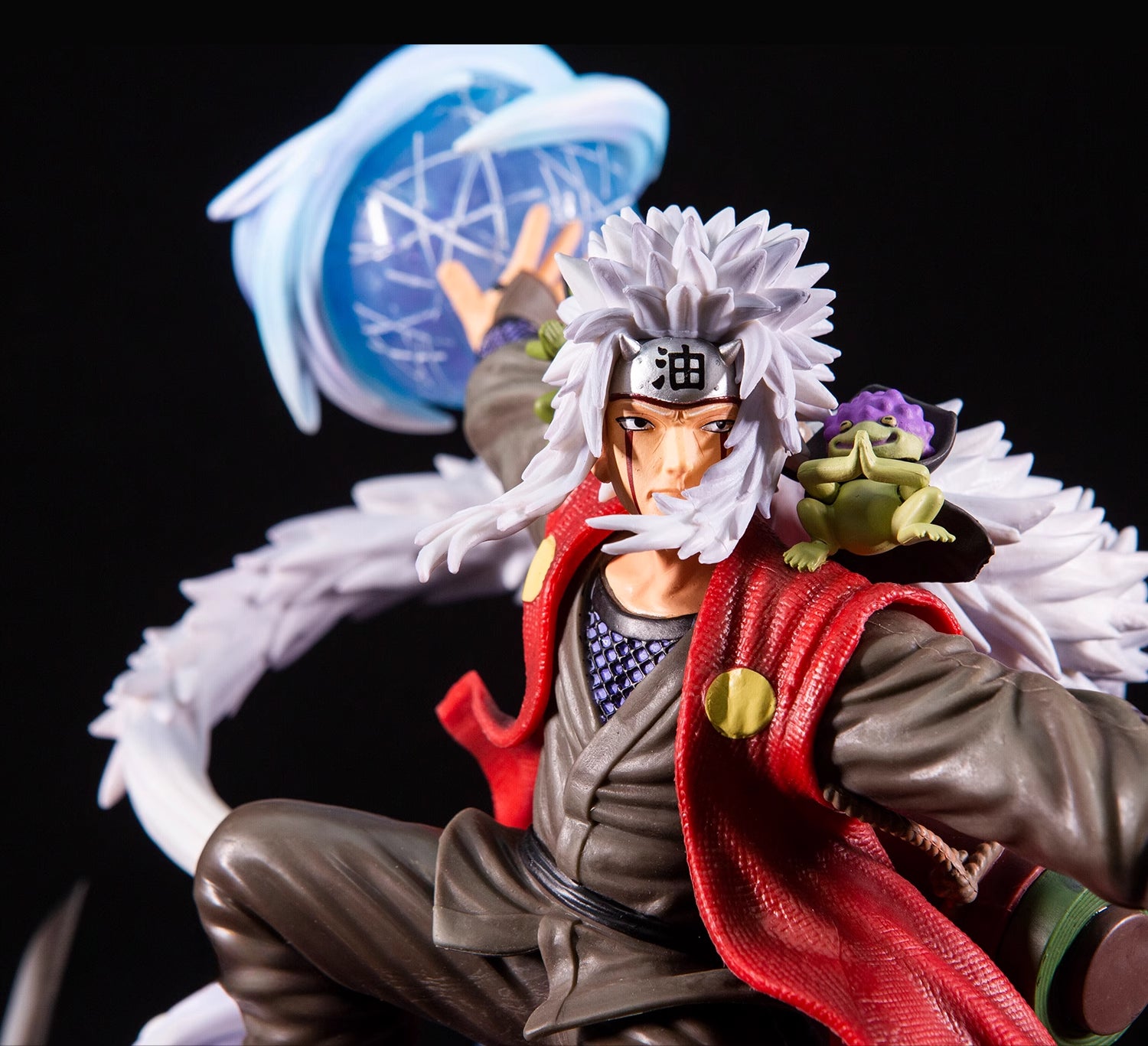 Figura de acción de Jiraiya - 38 cm | Cabezas intercambiables con jutsu de invocación y sapo sage pose