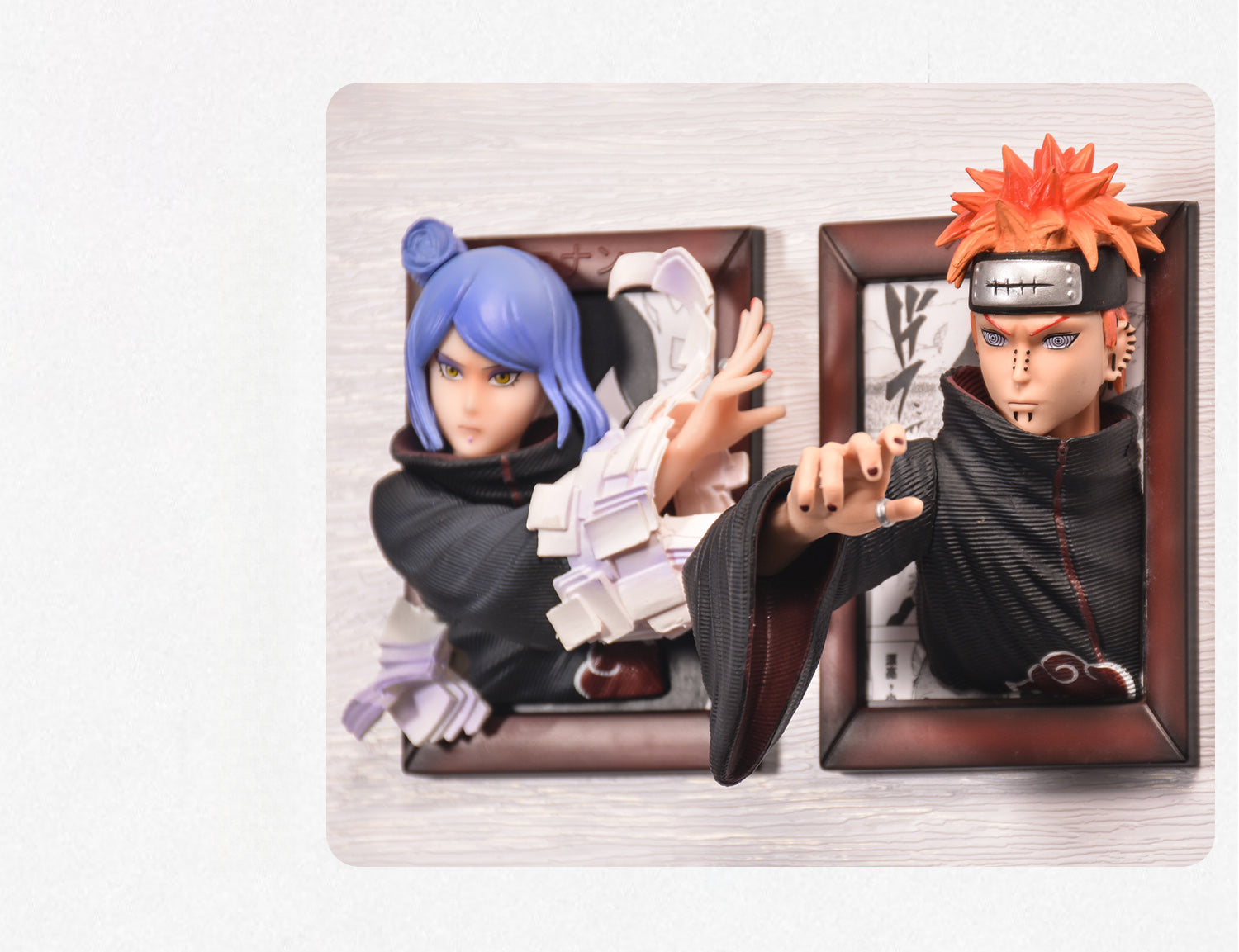 Konan & Pain Figura - 20 cm | Naruto | Akatsuki | Decoración de pared o mesa | Efecto 3D
