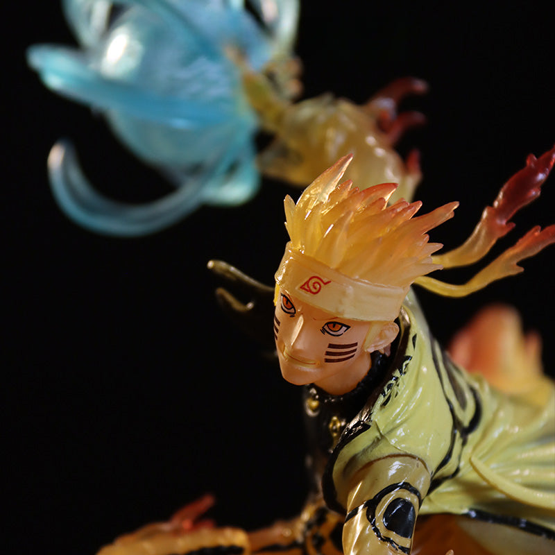 Figura de acción de Naruto Uzumaki - Edición de coleccionista de 25 cm | Pose dinámica con efectos de chakra y base de llamas