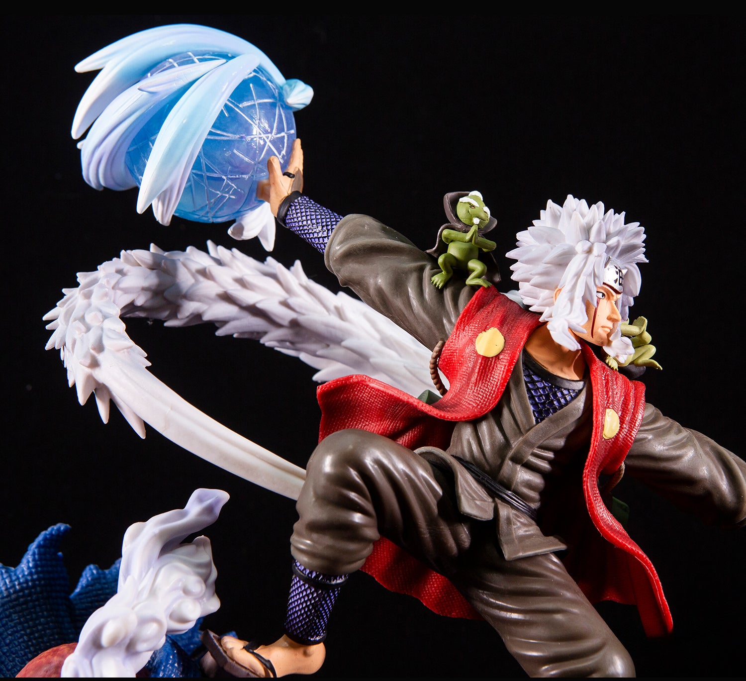 Figura de acción de Jiraiya - 38 cm | Cabezas intercambiables con jutsu de invocación y sapo sage pose