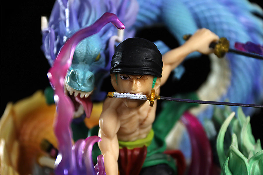 Figura de acción de Zoro - 18 cm con tres cabezas de dragón y espadas dinámicas, edición limitada - One Piece coleccionable