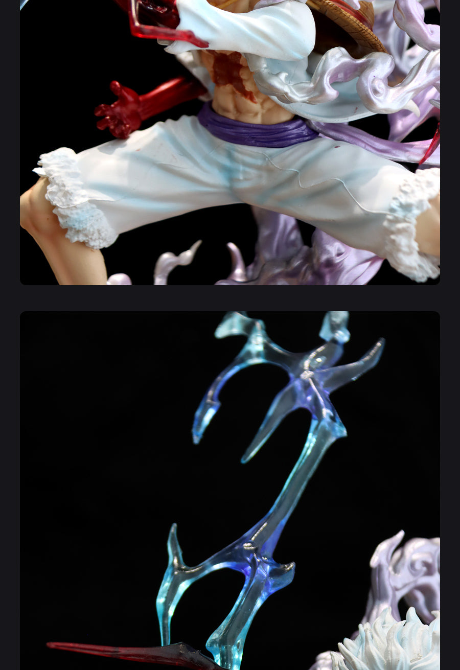 Engrenagem 4 estatueta de ação luffy - 30 cm com efeitos energéticos e cabeça intercambiável - colecionável de uma peça