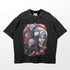 The Dandadan Oversized T-Shirt in 250 GSM cotton features a vibrant Villain Duo Graphic with anime-inspired characters, exaggerated features, and dynamic colors on a subtle gray gradient background.
