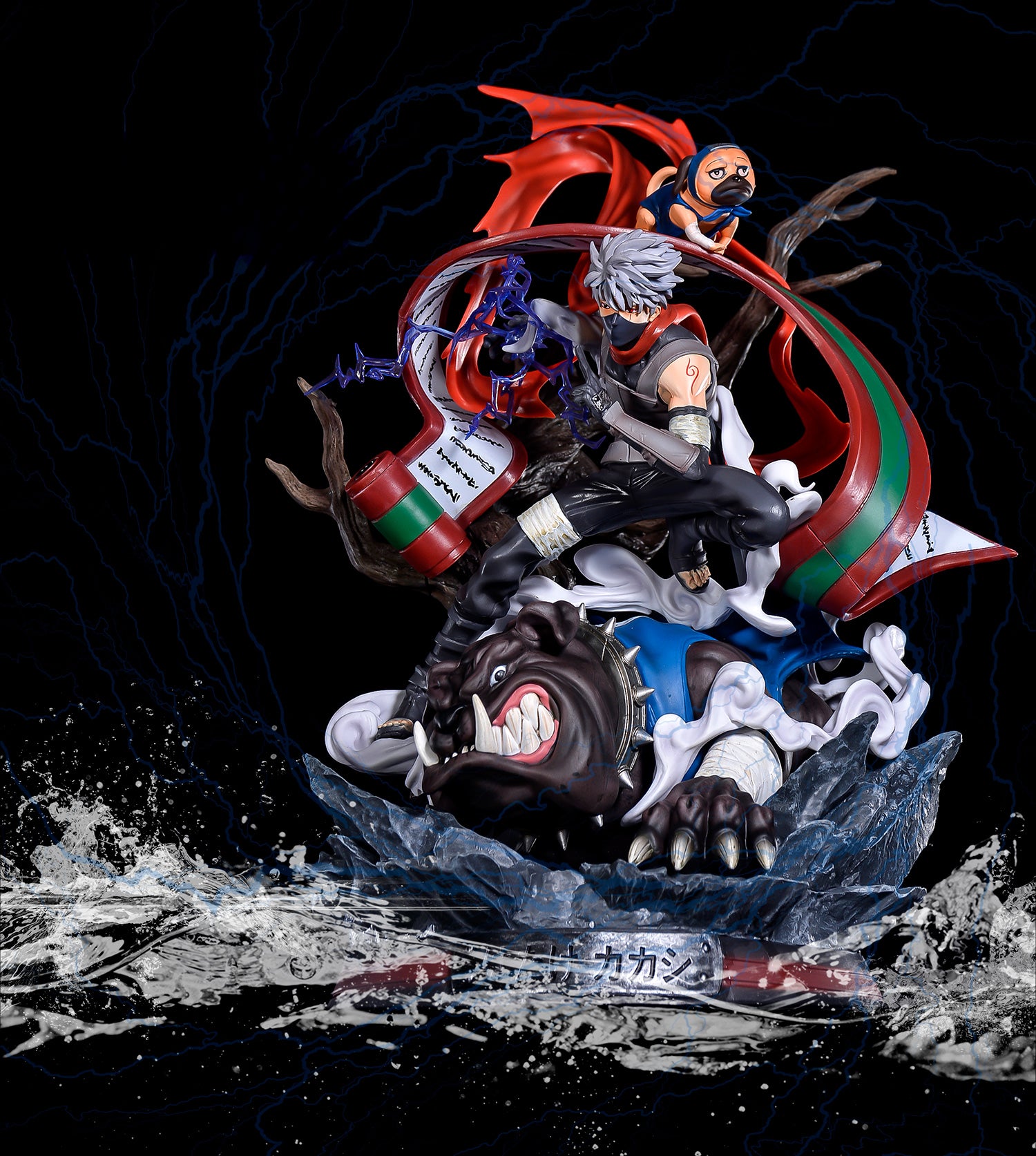 Figura de acción Kakashi Hatake - 41 cm | PVC premium con jutsu de invocación y perro