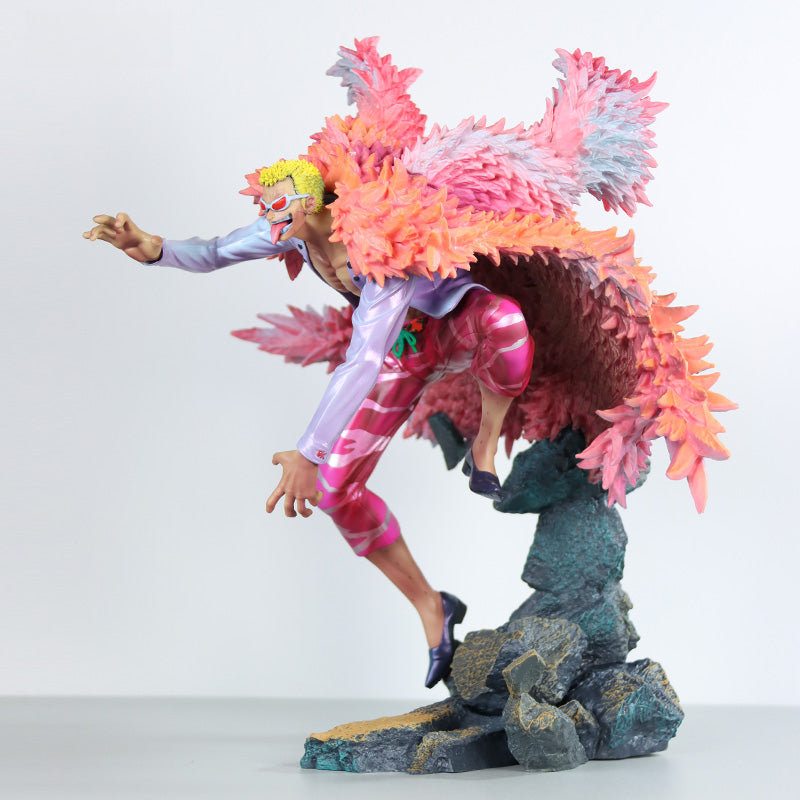 Doflamingo動作小雕像 - 33厘米,帶有燃燒的翅膀和動態基礎,限量版 - 一件收藏品