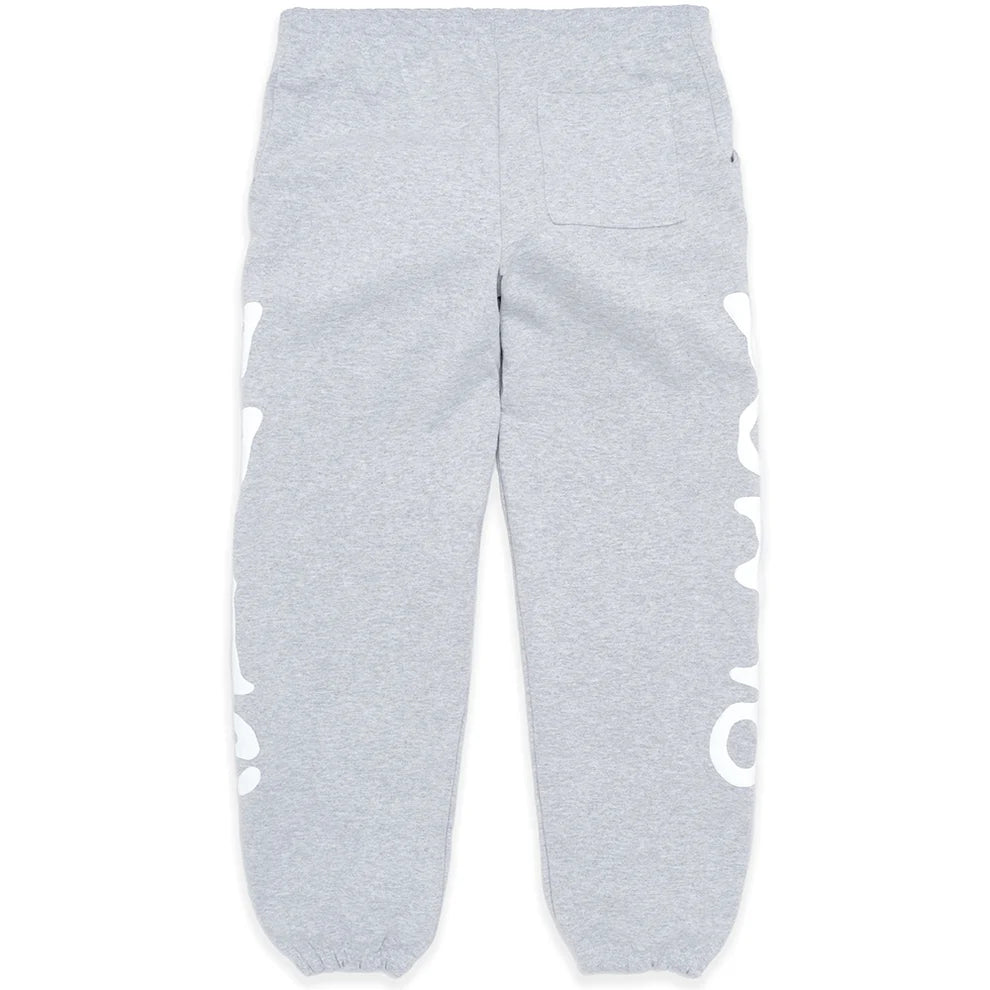 100% Cotton Sp5der Sweatpants for Men – Grey Streetwear Jogger Pants with Graphic Print, Relaxed Fit