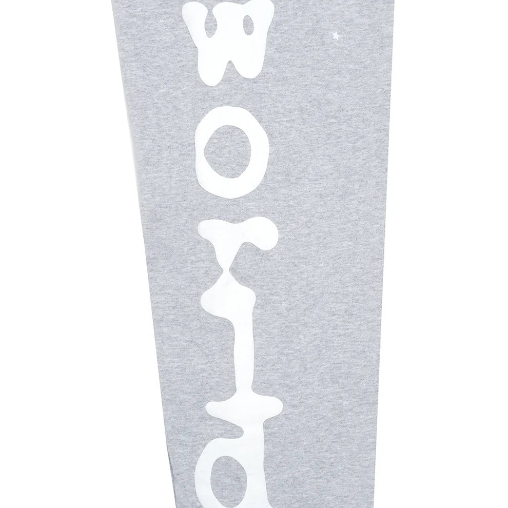 100% Cotton Sp5der Sweatpants for Men – Grey Streetwear Jogger Pants with Graphic Print, Relaxed Fit