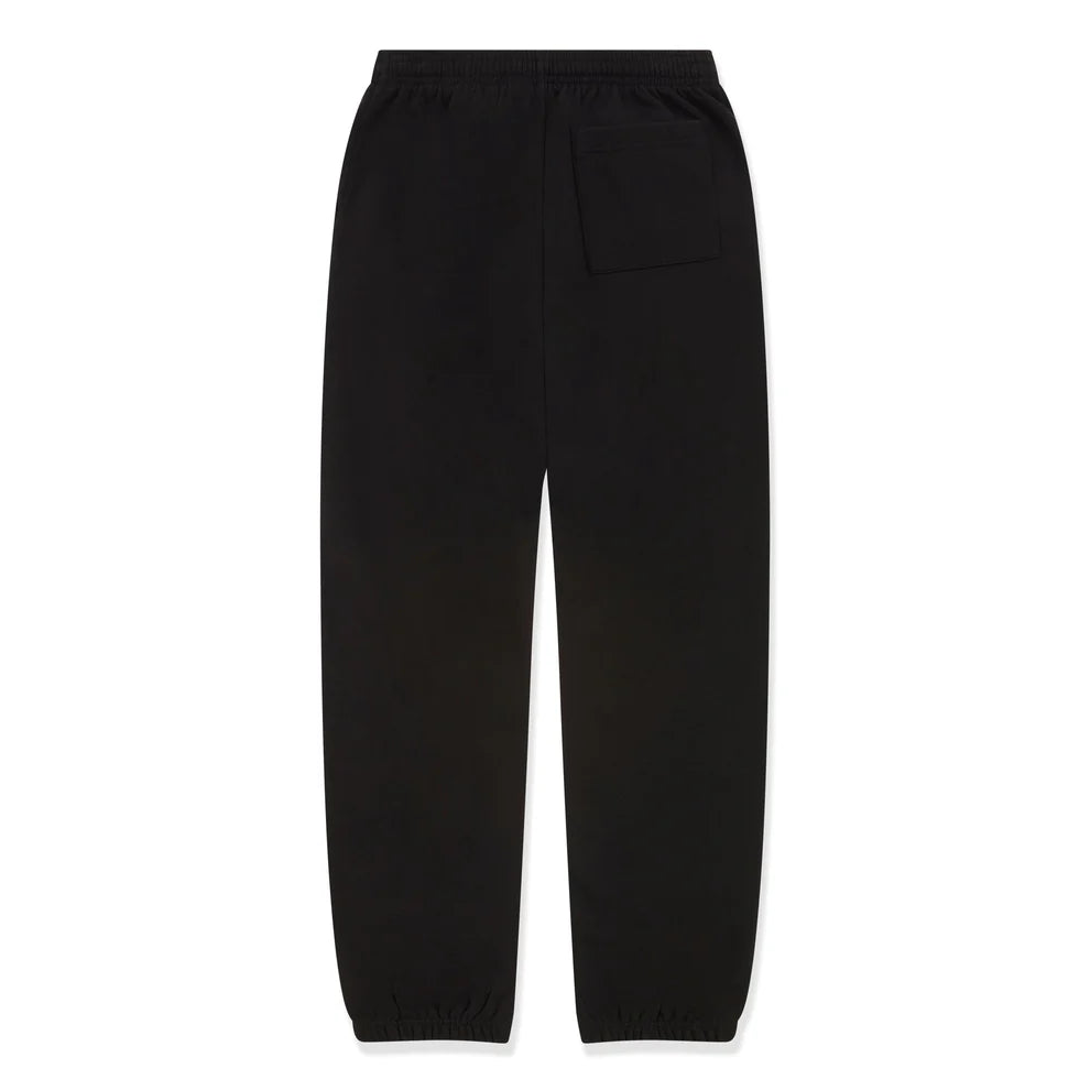 100% Cotton Sp5der Sweatpants – Unisex Black Jogger Pants with Pink Logo Graphics, Relaxed Fit