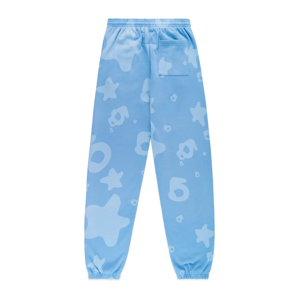Sp5der Light Blue All-Over Print Sweatpants 100% Cotton Unisex Streetwear Joggers