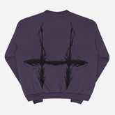 The Jujutsu Kaisen black sweatshirt features a red cursed energy design on the back, reminiscent of anime streetwear. It has a round neckline and long sleeves, set against a plain light gray background.