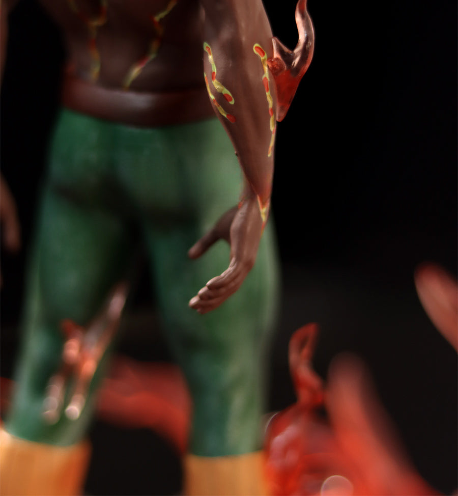 May Guy Action Figura - 29 cm de edición limitada | Pose dinámica con ojos y llamas brillantes