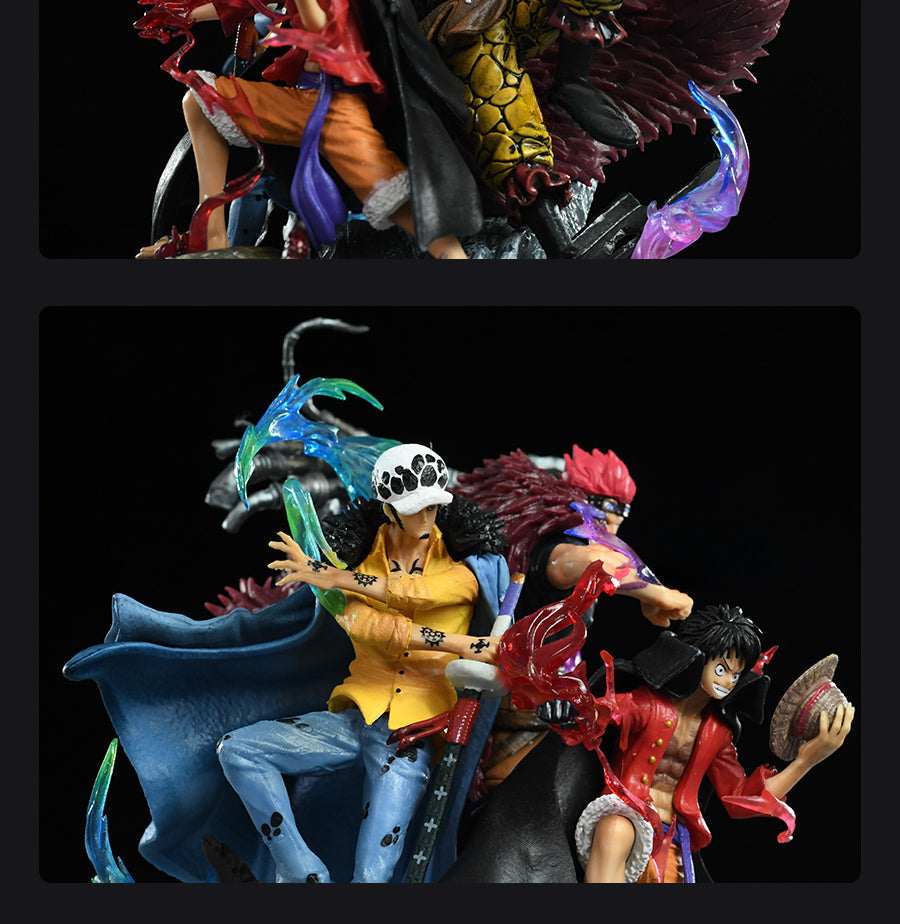 一件海盜船員動作小雕像 - 22厘米| Luffy,Zoro和Law PVC雕像具有動態細節