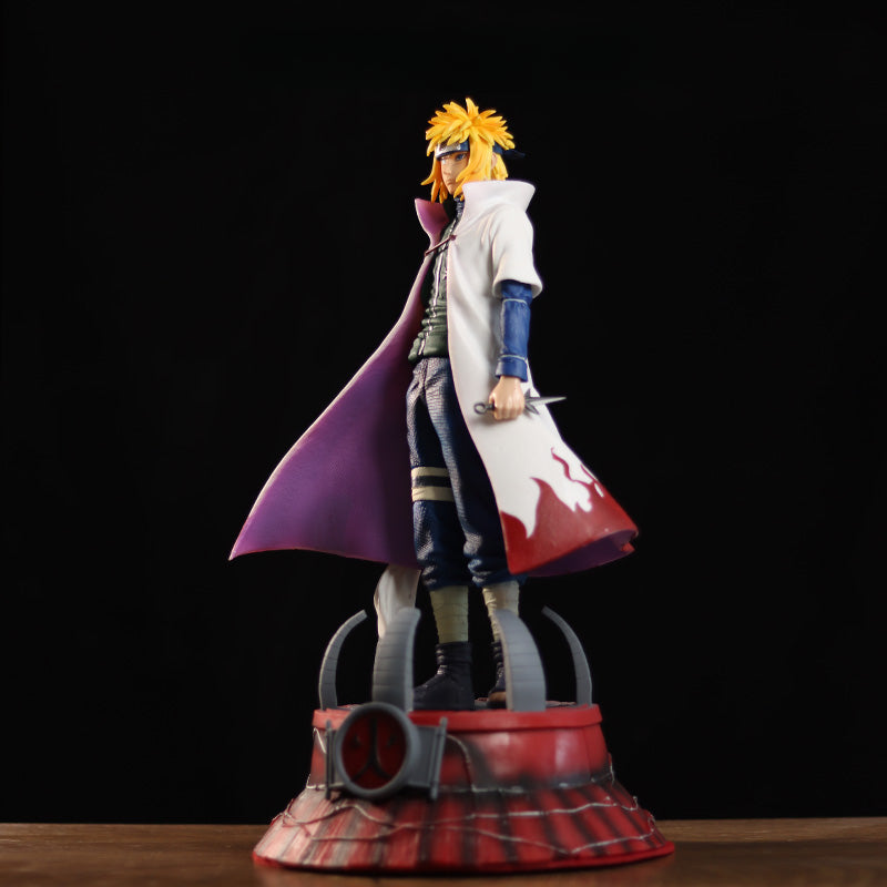 Figura de acción de Minato Namikaze - Edición de colección de 37 cm | Pose detallada con capa de hokage y base dinámica