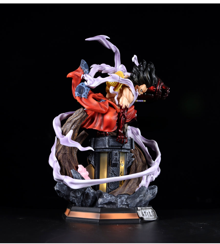 One-Piece Luffy Actionfigur-39 cm PVC-Statue mit austauschbaren Kopf- und Leuchtfunktionen