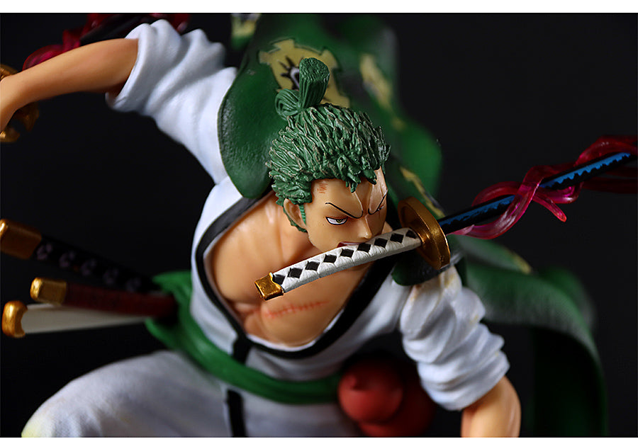 Estatueta de ação roronoa zoro - 31cm | Estátua colecionável em PVC de uma peça com espada e capa