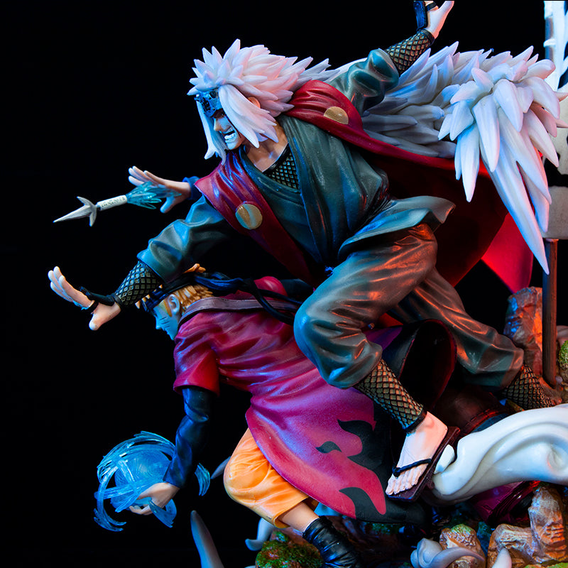 Figura de acción de Naruto, Minato y Jiraiya - Edición de colección de 41 cm | Pose dinámica con efectos de chakra y personajes icónicos