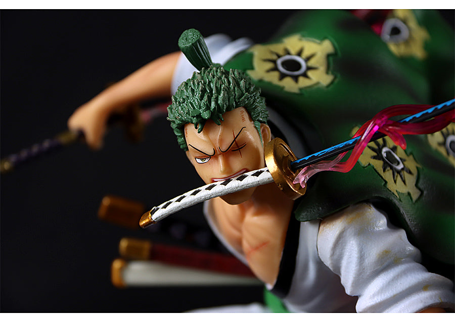 Estatueta de ação roronoa zoro - 31cm | Estátua colecionável em PVC de uma peça com espada e capa