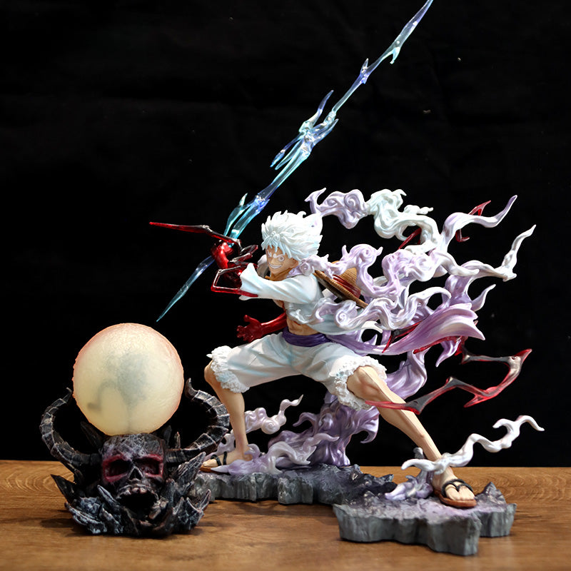 Engrenagem 4 estatueta de ação luffy - 30 cm com efeitos energéticos e cabeça intercambiável - colecionável de uma peça