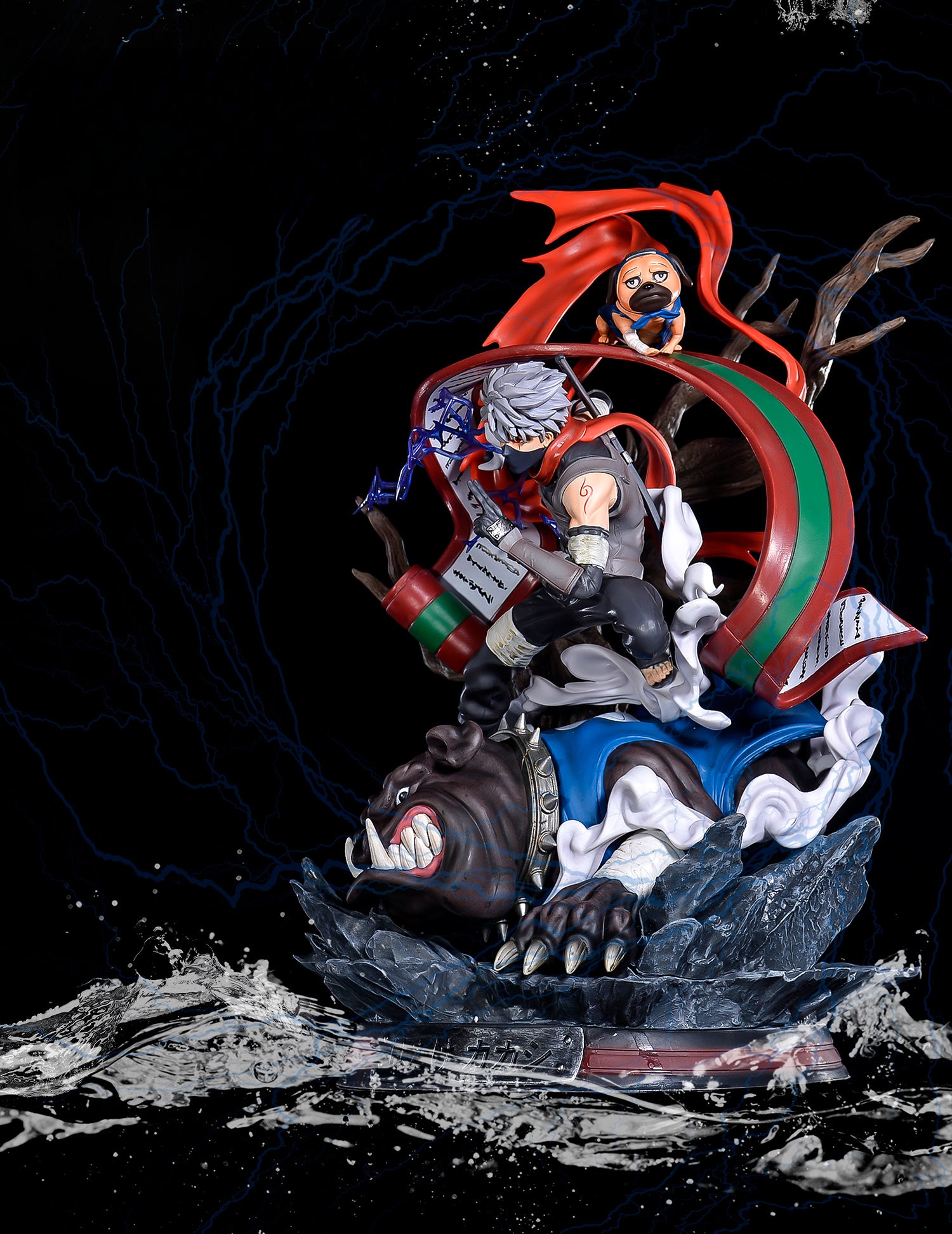 Figura de acción Kakashi Hatake - 41 cm | PVC premium con jutsu de invocación y perro