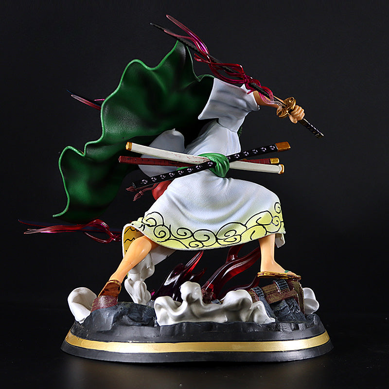 Estatueta de ação roronoa zoro - 31cm | Estátua colecionável em PVC de uma peça com espada e capa