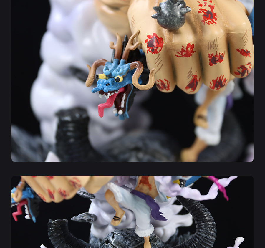 Luffy Gear 5動作小雕像 - 22厘米,帶覺醒的手,龍和煙霧效果,限量版 - 一件收藏品