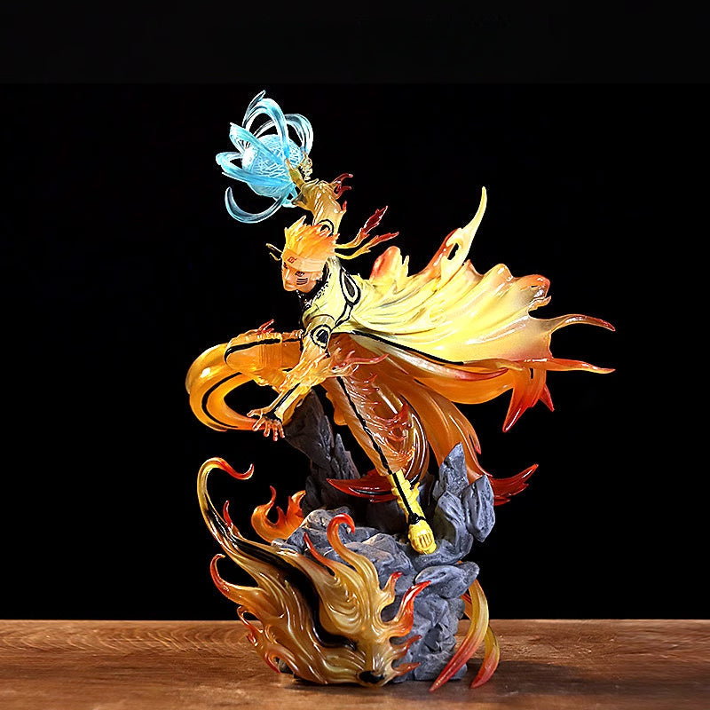 Figura de acción de Naruto Uzumaki - Edición de coleccionista de 25 cm | Pose dinámica con efectos de chakra y base de llamas