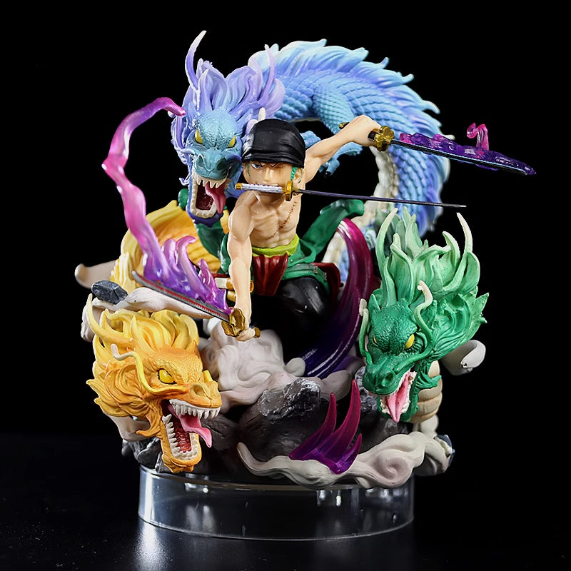 Figura de acción de Zoro - 18 cm con tres cabezas de dragón y espadas dinámicas, edición limitada - One Piece coleccionable